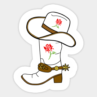 COWGIRL Western Rose Cowboy Boots - Cowboy Art Sticker